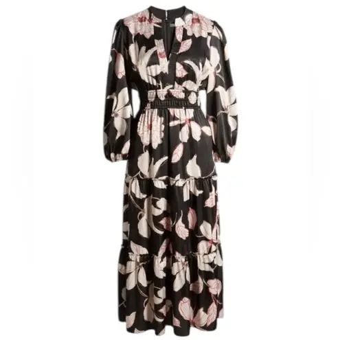 Julia Jordan NWT Floral Midi Dress In Black/Ivory Size 6