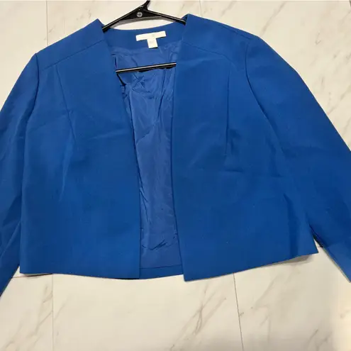 Hugo Boss Blue blazer Jikiva Collarless Ponte Crop Jacket size 10