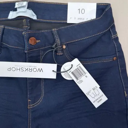 Workshop Republic Clothing WORKSHOP Republic Jeans Sz 10 Dark Blue Skinny Ankle Stretch Contrast Stitching