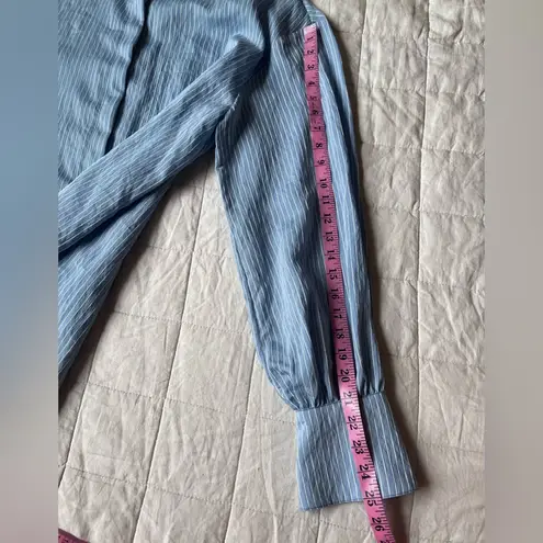 House of Harlow NWOT Ivory Blouse Light Blue Stripe Button Down Shirt - XL