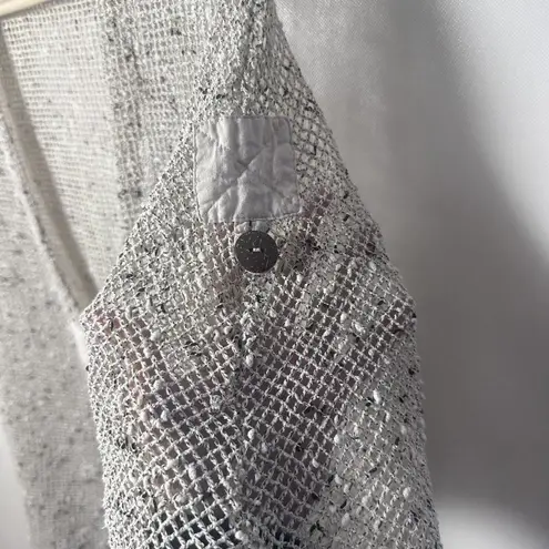 Keren Hart Cardigan Womens Open Weave Lagenlook Tan Fishnet Size Large Black