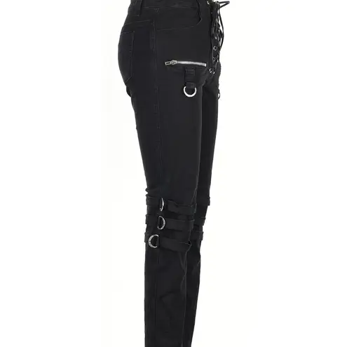Royal Bones Black Lace-Up Skinny Pants