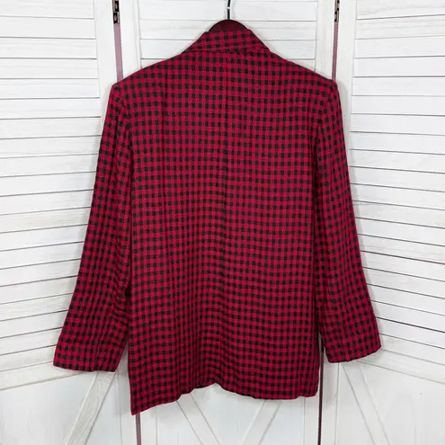 Vintage Chad Stevens Buffalo Check Long Boyfriend Blazer Red Black 12