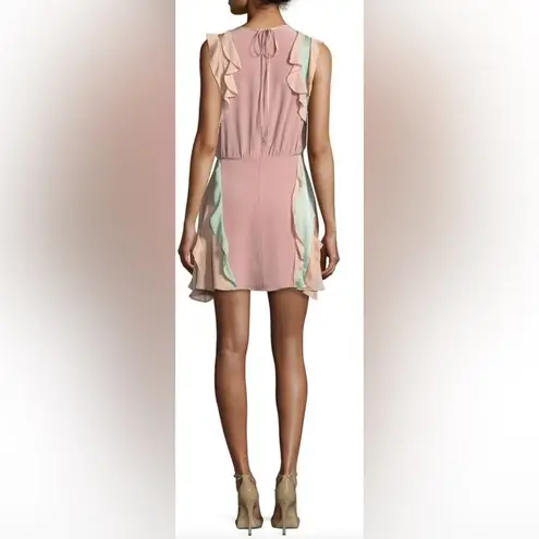 Alexis Keely Colorblock Blush Pink Sage Mint Green Ruffle Mini Dress NWT