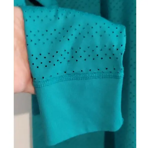 Zyia Active Chill Long Sleeve Perforated Mesh Quick Dry Top Green Large