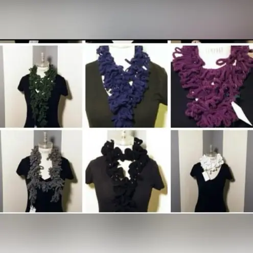 NWT Angelas Designs one of a kind hand crocheted burgundy loopy boa scarf 82” Black