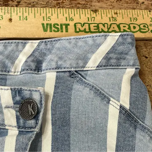 Kut From The Kloth  Connie Striped Asymmetrical Wrap Denim Mini Jean Skirt‎ 16
