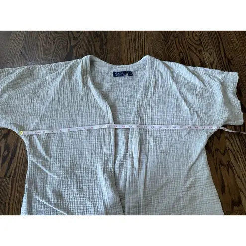 Denim & Co Beach Women's Swim Cover up Open Front Gauze 100% Cotton Khaki Beige Tan Size M