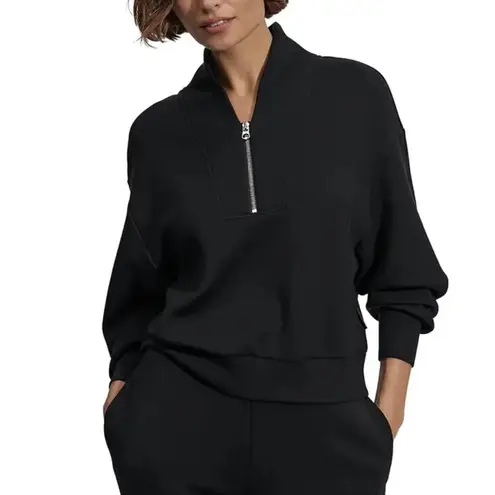 Varley Davidson Quarter Zip Black Sweatshirt New!