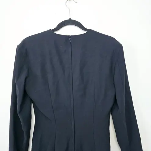 Giorgio Armani Le Collezioni Black Long Sleeves Ruched Wool Dress Womens Size 6