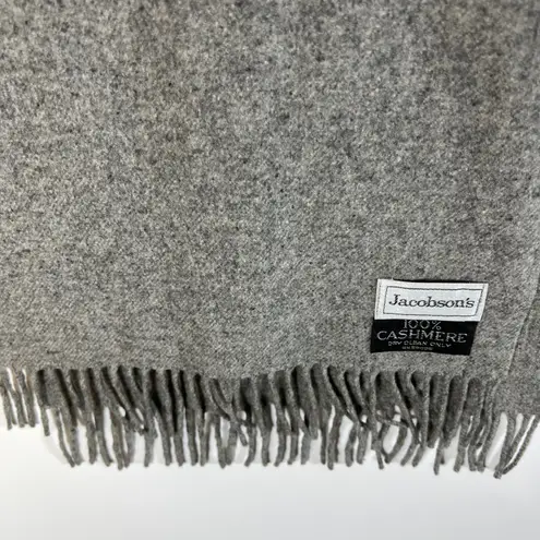 Jacobsons 100 Cashmere Scarf Gray Fringe Luxury Soft Warm Winter Accessory