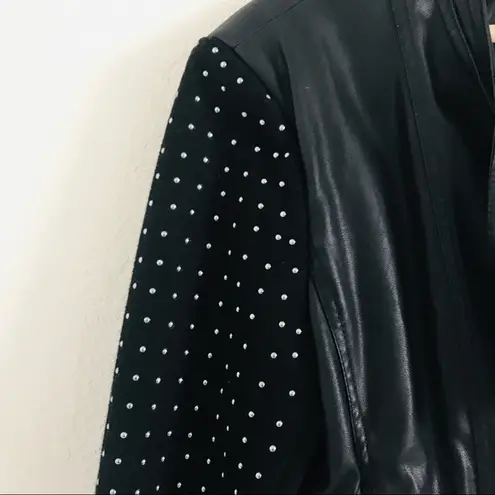 BAKUL Leather moto Jacket wool studded sleeves L Grunge Size L