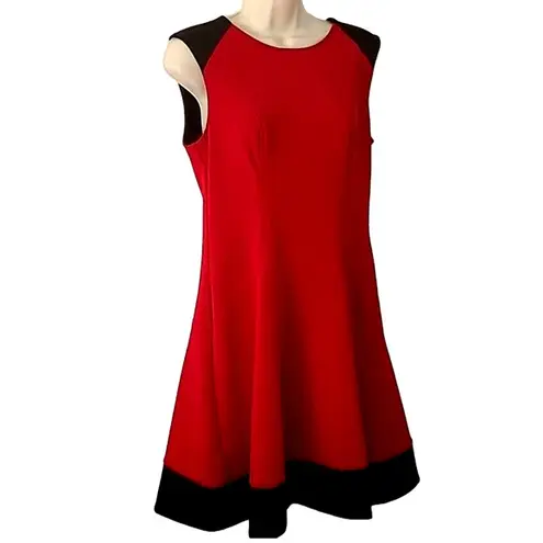 Robbie Bee Women's Size 6 Sleeveless Fit & A-Line Dress Red Black Colorblock
