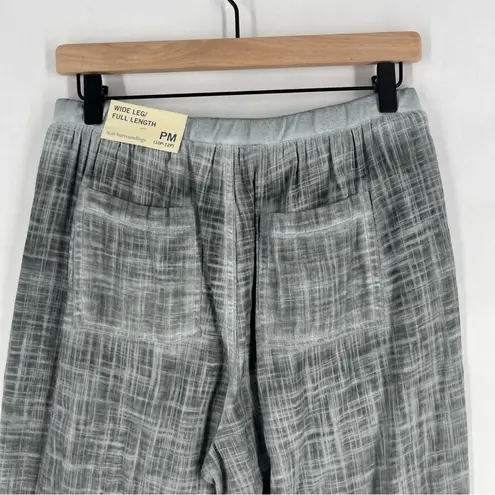 Soft Surroundings Petite Raleigh Gray Gauze Cotton Wide Leg Flounce Hem Pants M