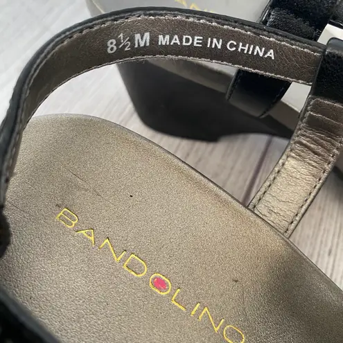 Bandolino women 8.5 open toe wedge sandals w/back strap closure black & silver