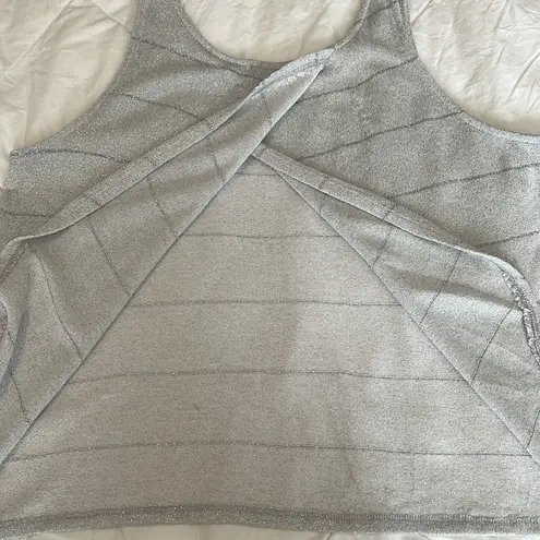 S.O.Y. Shine on you size small Silver sparkly sleeveless top with open back EUC