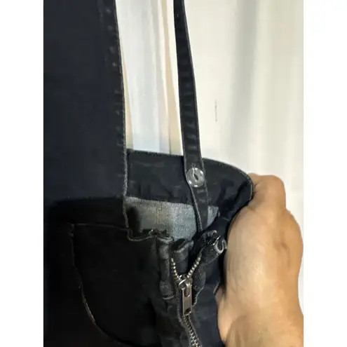 ModlX Women's Black Denim Cropped Wide Leg Overalls Jumpsuit Size 10