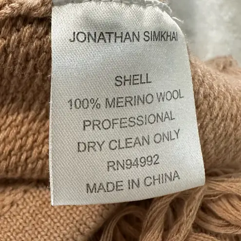 Jonathan Simkhai Loopy Yarn Cold Shoulder Pullover Tan Turtleneck Sweater - Image 2