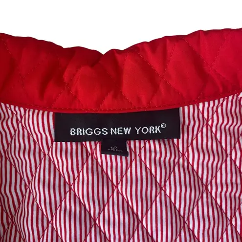 Briggs New York women's size 16 red snap front long sleeve collared quilt jacket