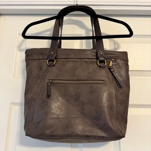 Ellen Tracy NWOT Women's Western Faux Leather Brown Tote Bag Brass Hardware
