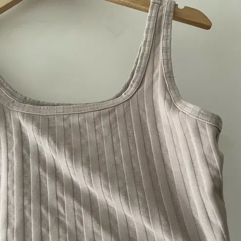 Aerie  Offline Nude Ribbed OG Groove Lettuce Hem Crop Top Bralette