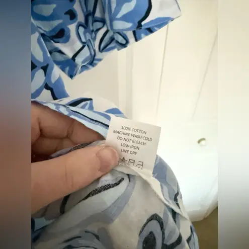 Mud Pie NWT Anderson Top Cotton Boxy Blouse Blue White Floral Size Small