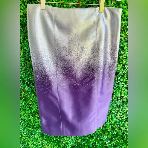 Carolina Herrera - A-line Metallic Silver, Gray & Purple Ombre Skirt | $1495