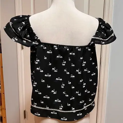 Lily White  Women’s Tank Top - Black w/ White Swans - Size S - EUC