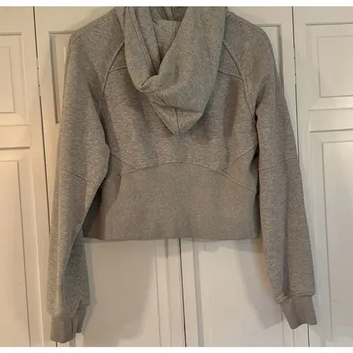 Trendy Queen grey scuba cropped quarter zip hoodie sweatshirt M Gray Size M