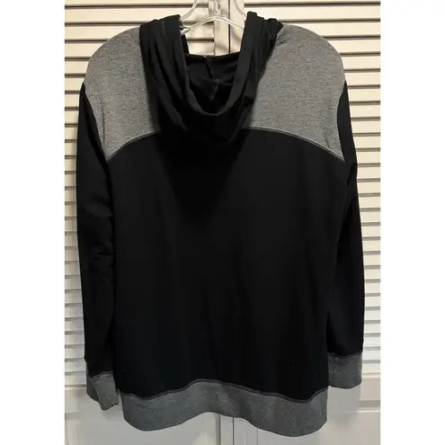 JMS Zip Up Sweatshirt Jacket Size XL Long Sleeve Colorblock Hood Soft Casual Black