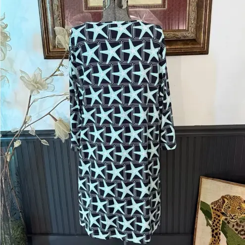 Lulu B Two Toned Blue Starfish UPF 50+ Sheath Dress ~
Size XL💚🍄