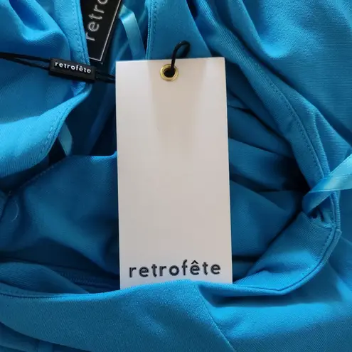 Retrofete Raven Dress in Peacock Blue Size XS Halter Open Back NWT