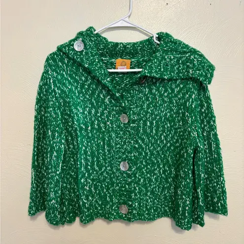 Ruby Rd. Green Boucle Knit Capelet Cardigan Poncho Sweater Size M Size M
