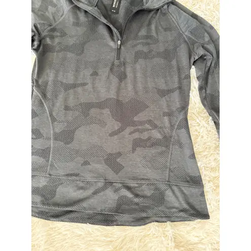 Mondetta Performance Luxury Gray Camo Thumb Hole Half Zip Athletic Top