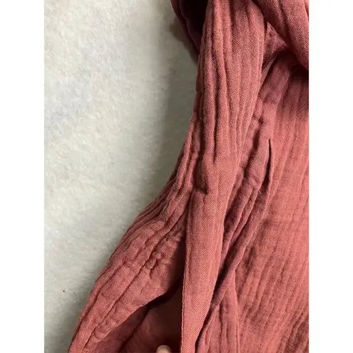 Gap  Maternity Gauze Jumpsuit Rust Red Button Front Tie Waist Cropped Leg Size S