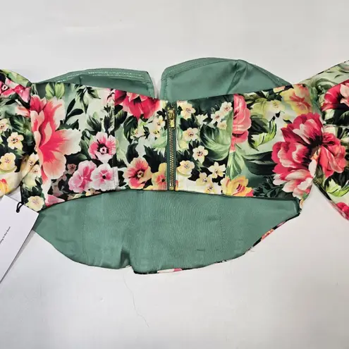 LPA Rae Corset Top in Green Rosa Floral Small