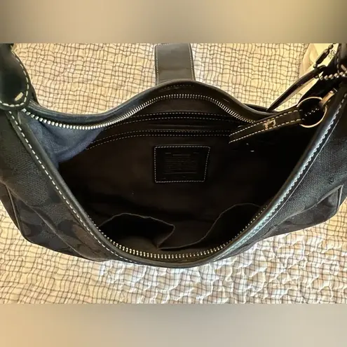 Coach  Vintage Leather Buckle Signature Jacquard Hobo Classic Shoulder Bag