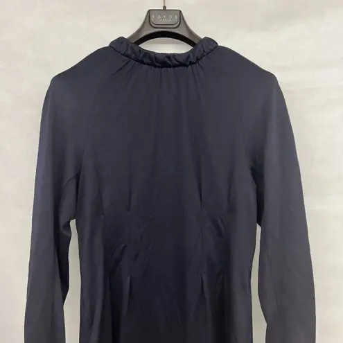 Tibi NEW NWT Astor Corset Back Cutout Dress Navy Blue Long Sleeve Sz Large L