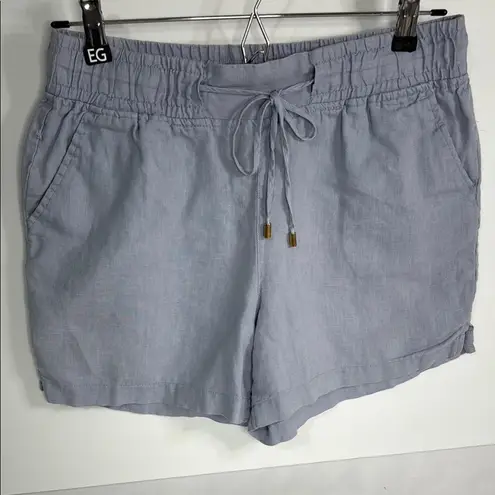Blue High Waist Shorts with Elastic Waistband
