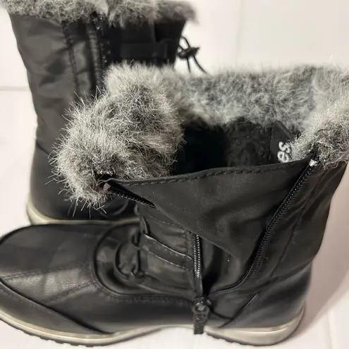 Totes Adele black/grey winter boots women size 6 M Black