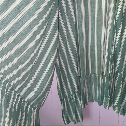 Gigio Cardigan S Longline Beachy Kimono Open Front Ruffle Swim Cover Green