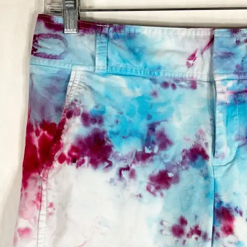 Daisy Fuentes Size 8 Shorts Singing Loud Tie Dye Handmade Blue Pink 11 Inch 1161