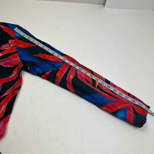 Louisa Ballou Mini Ring Caftan Long Sleeve Swim Cover Large Blue Red *TINY FLAW*