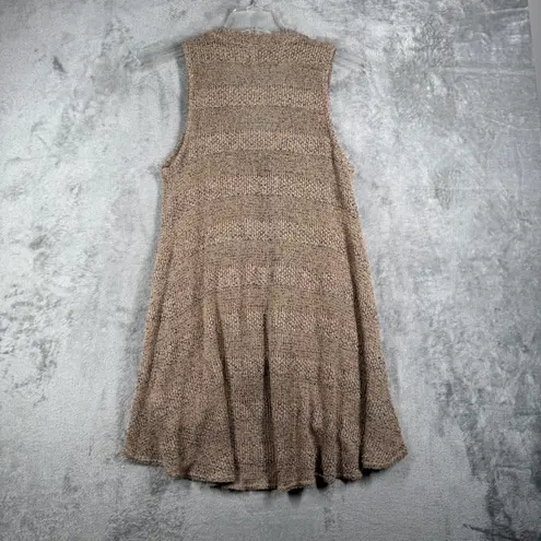 Comfy USA Cardigan Vest Sleeveless Open Knit Asymmetric Hem Lagenlook Neutral M Tan Size M