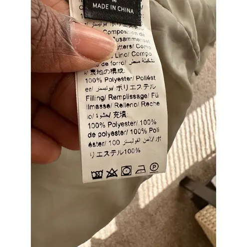 Dazy Oversized Short Puffer Jacket M Beige Full Zip Stand Collar Drawstring Hem Size M