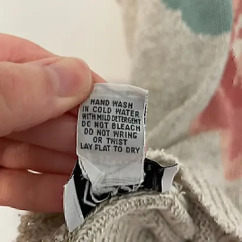 VINTAGE KORET Cream Beige Floral Short Dolman Sleeve Linen Cotton Sweater PETITE Pink Size undefined