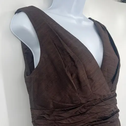 Vtg 90s Watters & Watters Silk Duipioni Cocktail Dress 6 Brown Wedding Empire