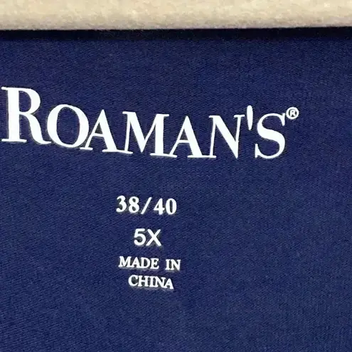 ROMANS WO SIZE 5X(38/40) NAVY TUNIC TOP WITH CROCHET ACCENT ON FRONT SOFT Blue