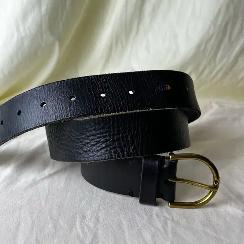 American Eagle  Black Leather Belt Brass Tone Buckle Casual Indie Unisex  L/XL