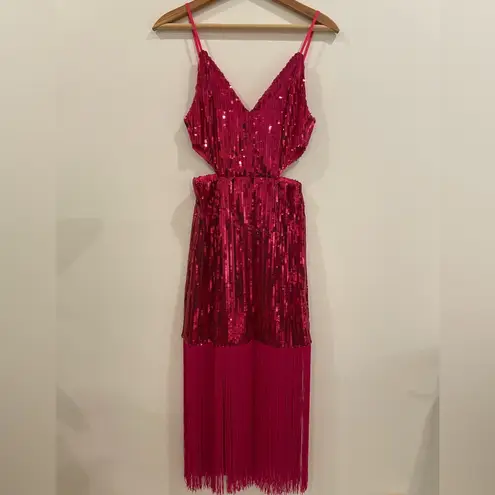 NWT Sequin Pink Fringe Cut